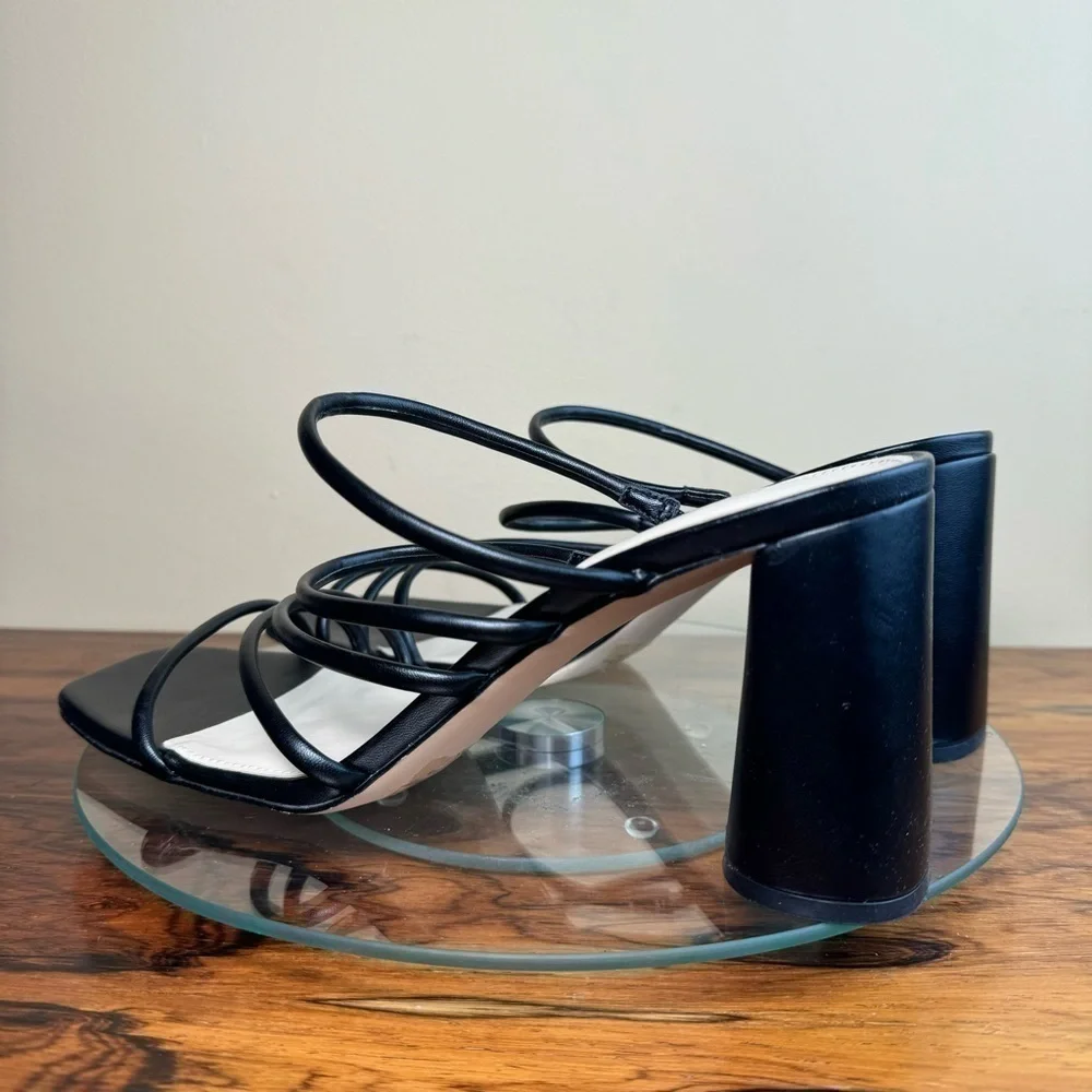 NINE WEST Strappy Open Toe Heel Sandals Platform Block Heels Size 13